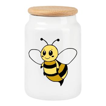 T-shirt abeille mignon design drôle apiculteur - Boîte à biscuits avec couvercle en bois - blanc - Devant