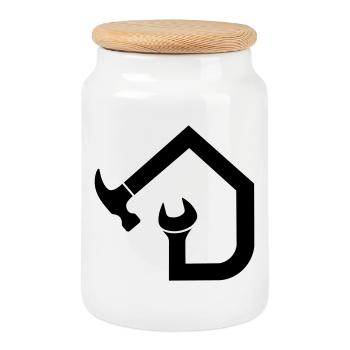 Artisan Concierge – Clé à marteau - Boîte à biscuits avec couvercle en bois - blanc - Devant