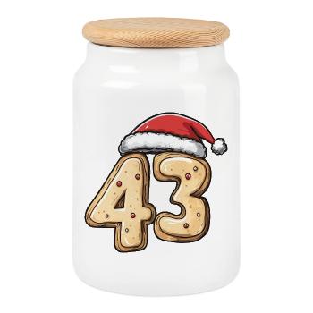 43 Number Cookie Christmas - Cookie Jar with Wooden Lid - white - Front
