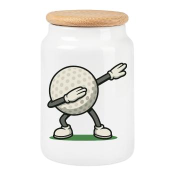 Lustiges Golf Dabbing Golfball Golfer Design - Keksdose mit Holzdeckel - Weiß - Vorne