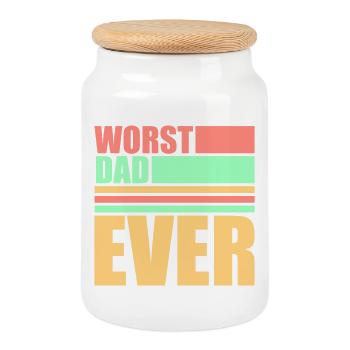 Worst Dad Ever Funny Sarcastic Father's Day Dad - Cookie Jar with Wooden Lid - white - Front