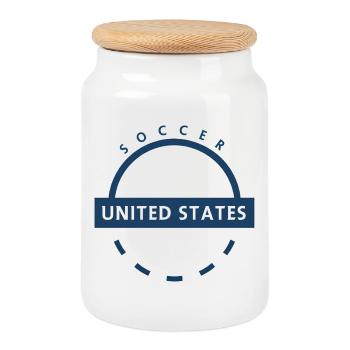 Écusson de l’arc de football américain - Boîte à biscuits avec couvercle en bois - blanc - Devant