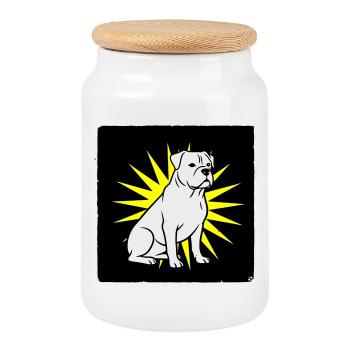 Cool Dog in Punk Rock & Pop Art Style - Cookie Jar with Wooden Lid - white - Front