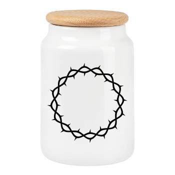Couronne d’épines - Boîte à biscuits avec couvercle en bois - blanc - Devant