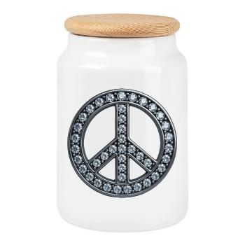 DIAMOND IS PEACE - peace & love - Boîte à biscuits avec couvercle en bois - blanc - Devant