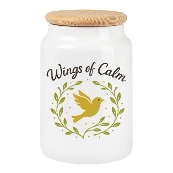 Wings of Calm - Cookie Jar with Wooden Lid - white - Front