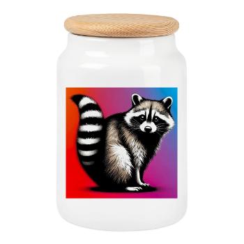Waschbär - Keksdose mit Holzdeckel - Weiß - Vorne