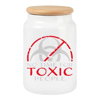 Pas de temps Personnes toxiques Limites Soins personnels Dire - Boîte à biscuits avec couvercle en bois - blanc - Devant