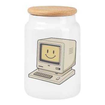 PC Retro Vintage Smile - Cookie Jar with Wooden Lid - white - Front