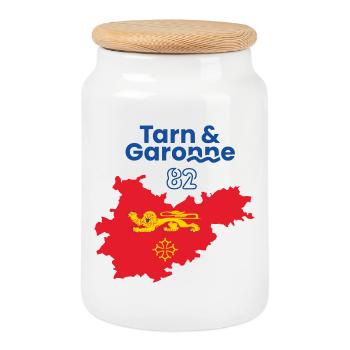 Map of Tarn Garonne 82 - Cookie Jar with Wooden Lid - white - Front