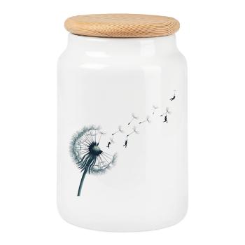 Dandelion of Dreams - Any way the wind blows - Cookie Jar with Wooden Lid - white - Front