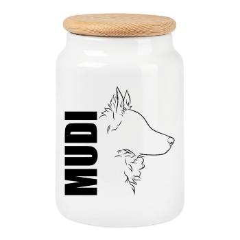 Mudi Profile Chien Chien Wilsigns - Boîte à biscuits avec couvercle en bois - blanc - Devant