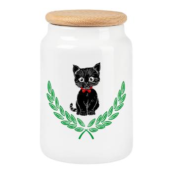 Couronne de laurier noir - Boîte à biscuits avec couvercle en bois - blanc - Devant