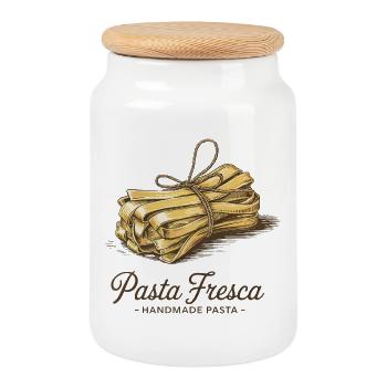 Pasta fresca – pâtes faites main - Boîte à biscuits avec couvercle en bois - blanc - Devant