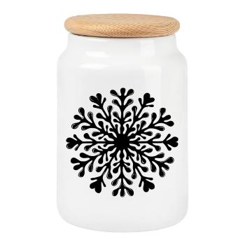 Schneeflocke Winter Symbol - Keksdose mit Holzdeckel - Weiß - Vorne