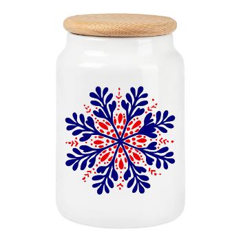 Schneeflocke Winter Symbol - Keksdose mit Holzdeckel - Weiß - Vorne