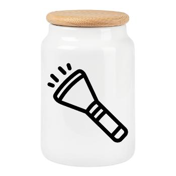 Flashlight - Cookie Jar with Wooden Lid - white - Front