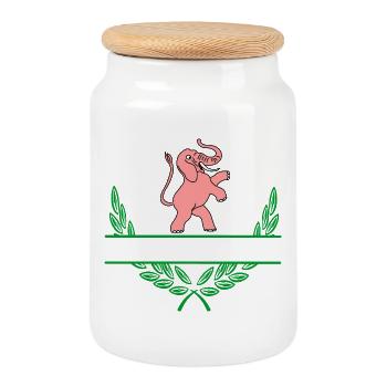 Pink Elephant with Namespace - Cookie Jar with Wooden Lid - white - Front