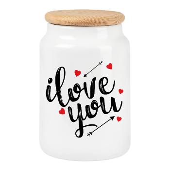 I Love You Declaration Romantic Love Passion - Cookie Jar with Wooden Lid - white - Front