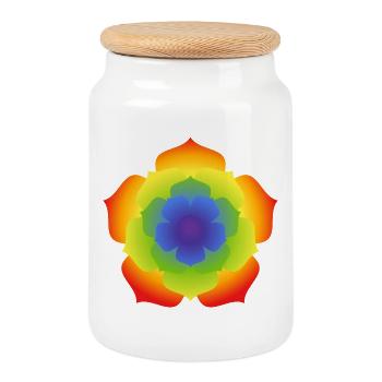 Fleur du Mandala du Lotus Arc-en-ciel - Boîte à biscuits avec couvercle en bois - blanc - Devant