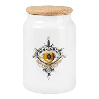 Mystical ornament with amber eye - Cookie Jar with Wooden Lid - white - Front