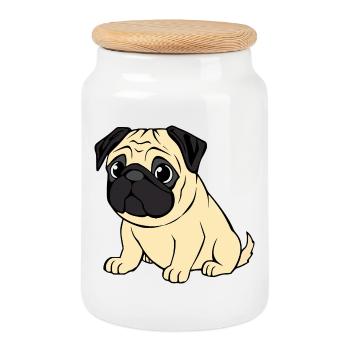 Pug Dogs T-shirt Gift Christmas - Cookie Jar with Wooden Lid - white - Front