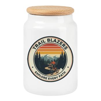 Trail Blazers Explore Every Path MTB - Cookie Jar with Wooden Lid - white - Front