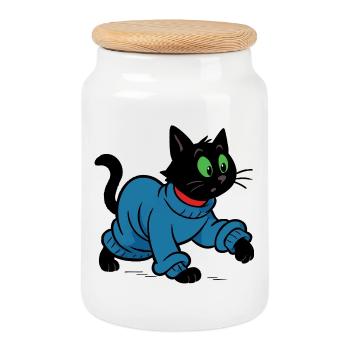 Meeko en pull oversize - Boîte à biscuits avec couvercle en bois - blanc - Devant
