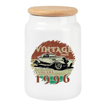 30th Birthday - Classic - Vintage since 01/1996 - Cookie Jar with Wooden Lid - white - Front