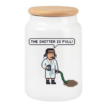 Funny Christmas motif for a nice gift giving - Cookie Jar with Wooden Lid - white - Front