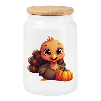 Thanksgiving Truthahn Baby - Keksdose mit Holzdeckel - Weiß - Vorne