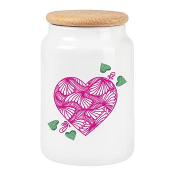 cœur romantique - Boîte à biscuits avec couvercle en bois - blanc - Devant