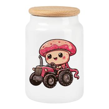 Éleveur de tracteurs à méduses - Boîte à biscuits avec couvercle en bois - blanc - Devant