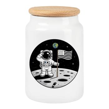 Breton Astronaut BZH Pride Space Humor Gwenn - Cookie Jar with Wooden Lid - white - Front