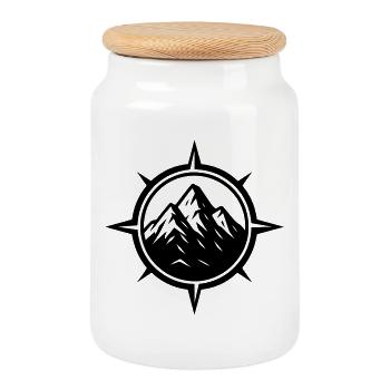Compass Mountains - Cookie Jar with Wooden Lid - white - Front