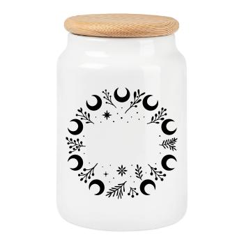 Mystic Yule Kranz mit Monden, Zweigen und Sterne - Keksdose mit Holzdeckel - Weiß - Vorne