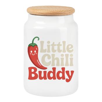 Little Chili Buddy - Keksdose mit Holzdeckel - Weiß - Vorne