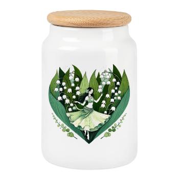 Lily Vale danseuse dans Heart Bloom - Boîte à biscuits avec couvercle en bois - blanc - Devant