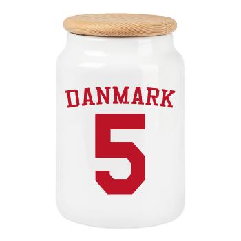 Danemark 5 – Red Sport Design - Boîte à biscuits avec couvercle en bois - blanc - Devant