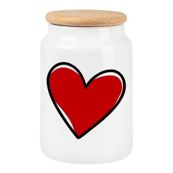 Hearts Love Symbol - Cookie Jar with Wooden Lid - white - Front