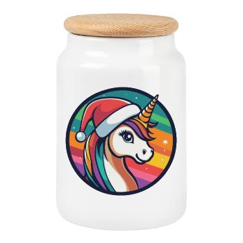Magie Hivernale de la Licorne - Boîte à biscuits avec couvercle en bois - blanc - Devant