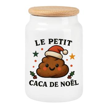 Le Petit Caca de Noël - Boîte à biscuits avec couvercle en bois - blanc - Devant