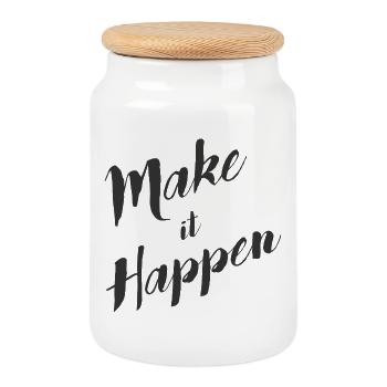 make_it_happen - Keksdose mit Holzdeckel - Weiß - Vorne