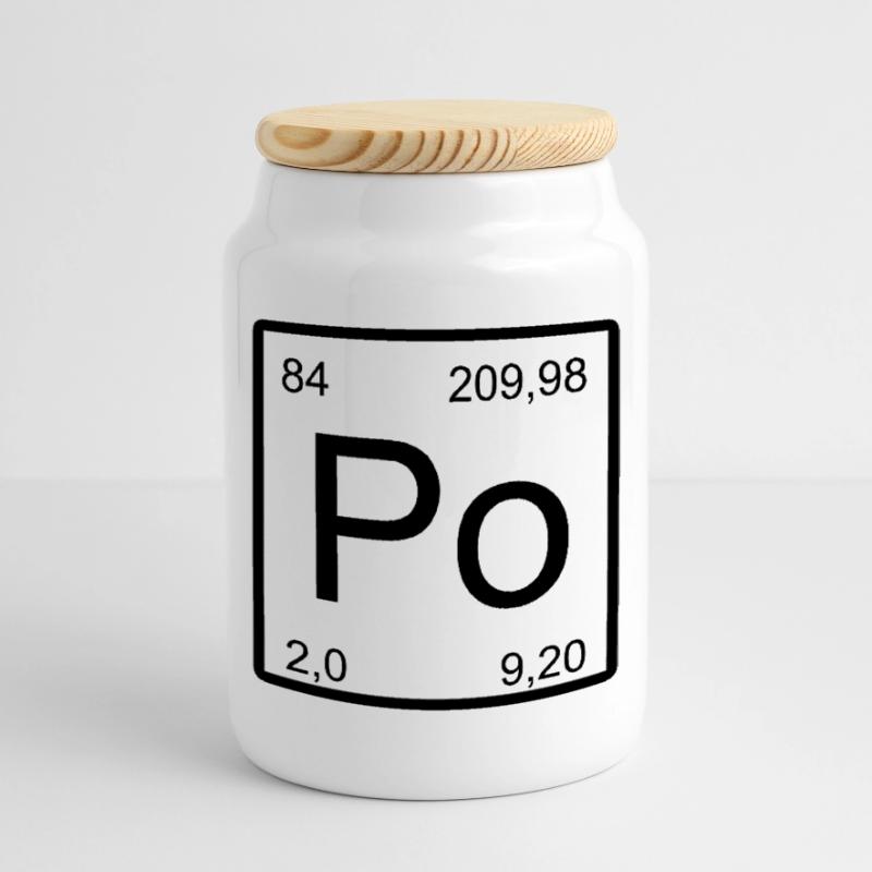 Tableau de la période de conception des éléments Po en polonium Boîte à biscuits avec couvercle en bois