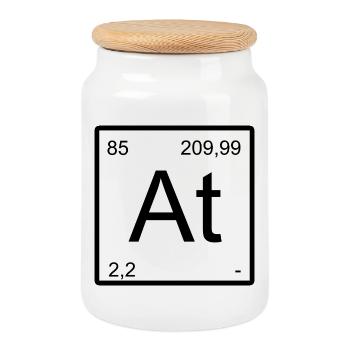 Astat-Elementtile Print - Keksdose mit Holzdeckel - Weiß - Vorne