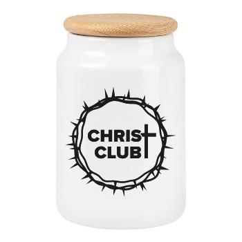 Christ-Club - Cookie Jar with Wooden Lid - white - Front