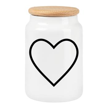 Trait de cœur - Boîte à biscuits avec couvercle en bois - blanc - Devant