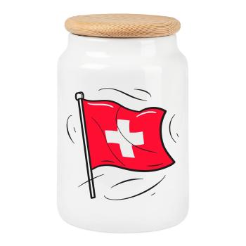 Drapeau suisse Patriot Design - Boîte à biscuits avec couvercle en bois - blanc - Devant