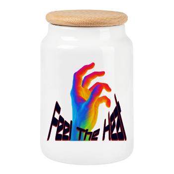 Feel the Heat - Keksdose mit Holzdeckel - Weiß - Vorne