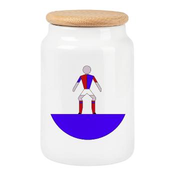  Subbuteo Geometric Hero on Blue Arc - Cookie Jar with Wooden Lid - white - Front